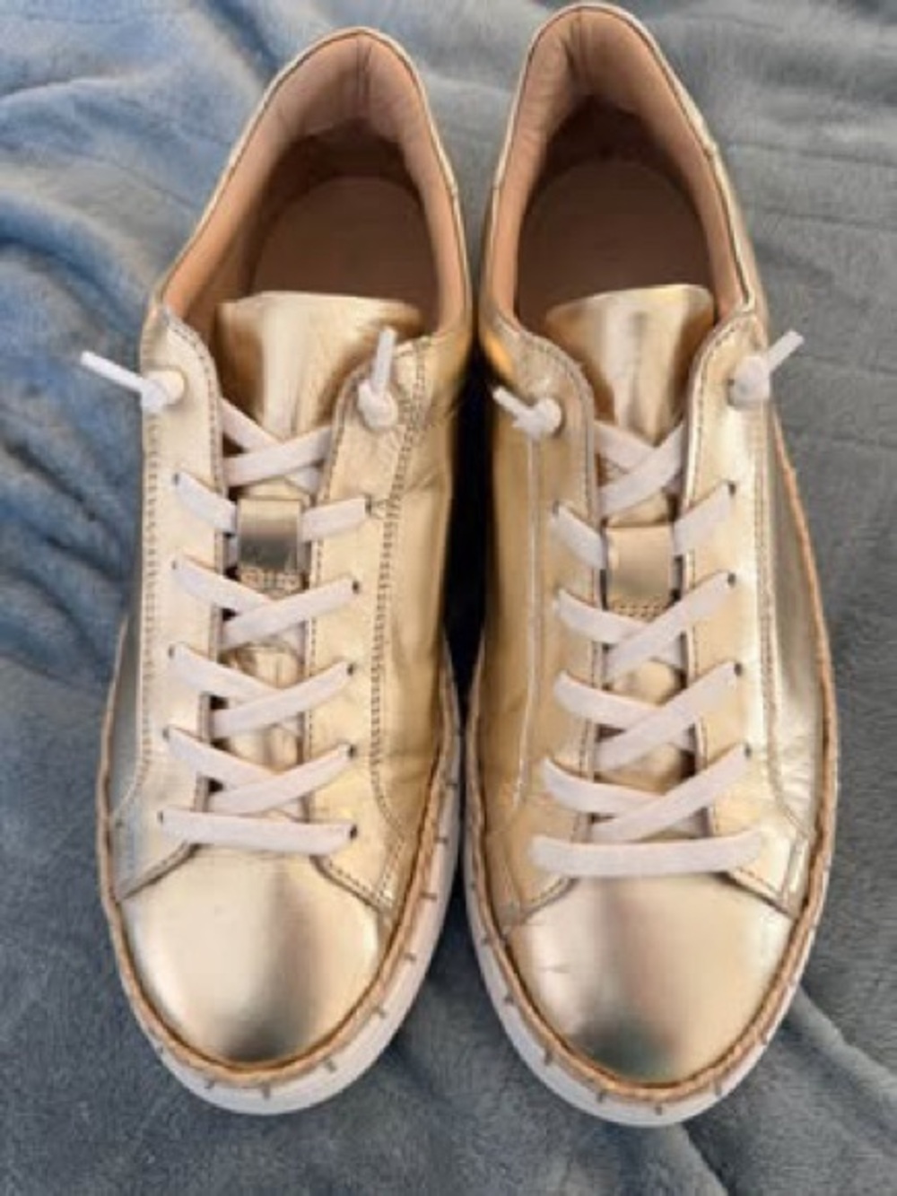 Women Sz11 by DIBA True Gold Metallic Women's Lace-Up Sneakers